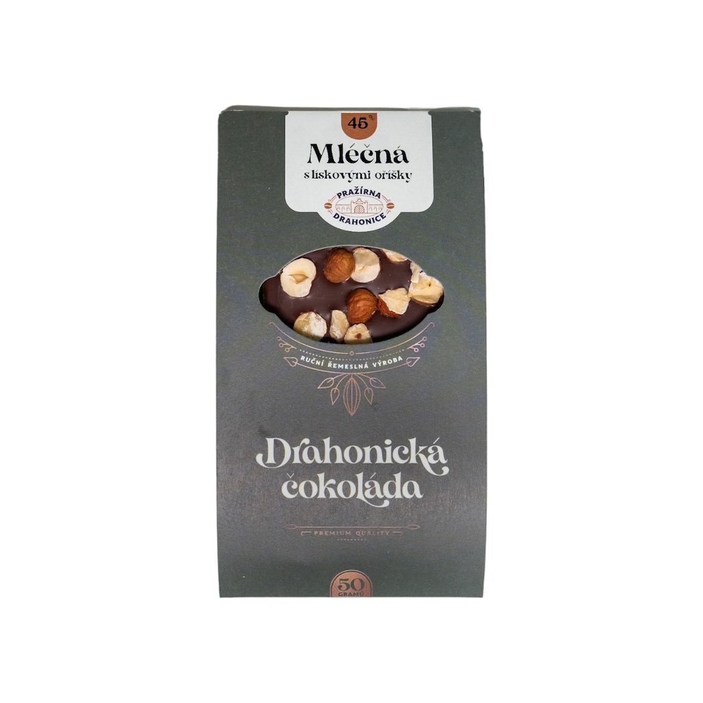 Čokoláda Mléčná 45% s lískovými jádry