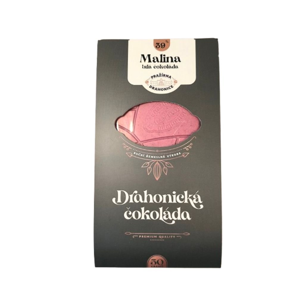 Čokoláda Bílá 40% s malinami