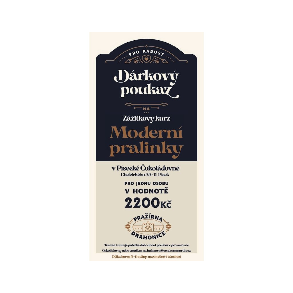 Dárková poukázka Pralinky kurz