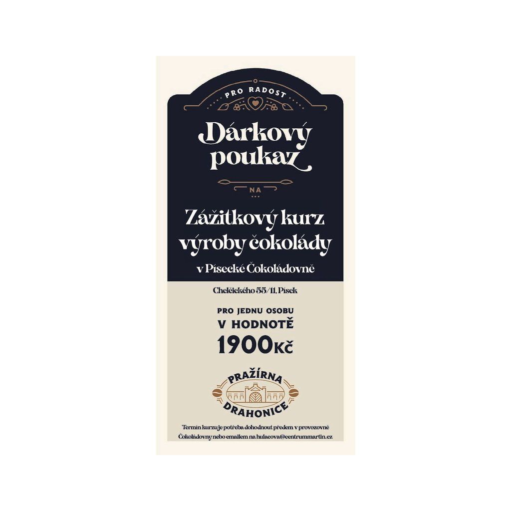 Dárková poukázka Čokoládový kurz