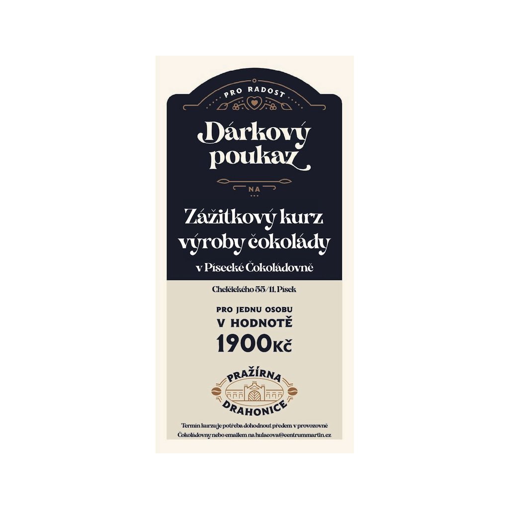 Dárková poukázka Čokoládový kurz